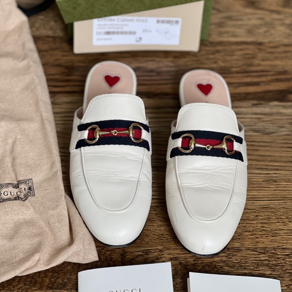 Gucci Women’s Princetown White Leather Slipper 35.5 - Picture 2 of 4